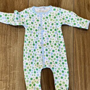 Magnolia Baby blue shamrock footie